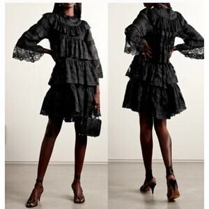 DOEN Sz M Medium Black Lace Oralie Dress Ramie